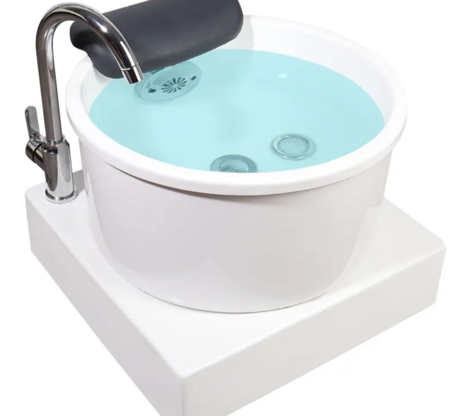 Professional salon pedicure foot bath basin with faucet and footrest