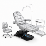 Electric Facial Bed with LED Foot Control, Remote & PU Leather Cushioning