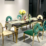 💎 Royale Luxe™ Golden Marble Dining Set – 6/8 Seater | Modern Wedding & Villa Elegance