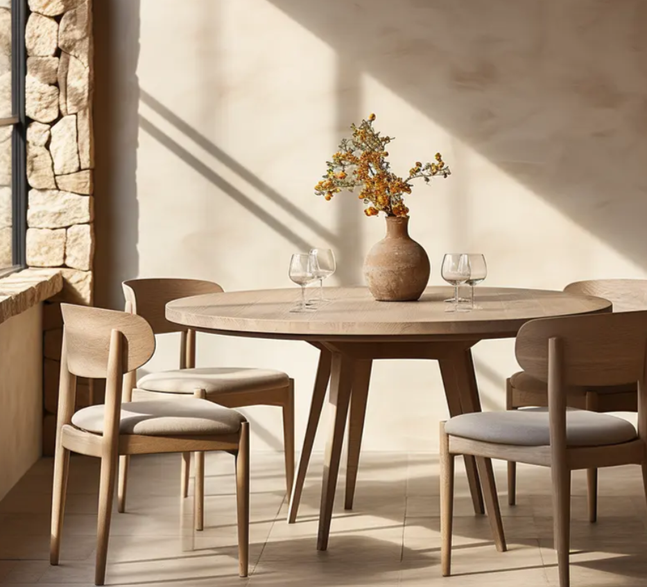 Solid Oak & Teak Wood Dining Set – Premium 4/6 Seater Table & Chairs for Home, Restaurant & Entertaining