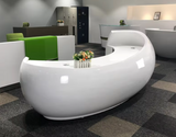 GlamourGlow: Unique Glossy White Fashion Salon Reception Desk