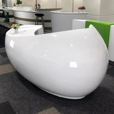 GlamourGlow: Unique Glossy White Fashion Salon Reception Desk