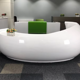 GlamourGlow: Unique Glossy White Fashion Salon Reception Desk