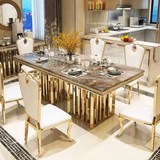🍽️ Eleganzia™ Modern Marble Dining Set – 4 to 8 Seater | Luxury for Villas & Dining Spaces
