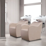 Premium Wide Seat Hair Styling & Shampoo Chair - Beige Customizable Backwash Unit
