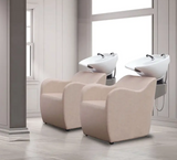 Premium Wide Seat Hair Styling & Shampoo Chair - Beige Customizable Backwash Unit