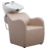 Premium Wide Seat Hair Styling & Shampoo Chair - Beige Customizable Backwash Unit