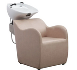 Sillón premium para peluquería y champú con asiento ancho - Unidad de retrolavado personalizable en color beige