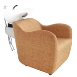 Premium Wide Seat Hair Styling & Shampoo Chair - Beige Customizable Backwash Unit