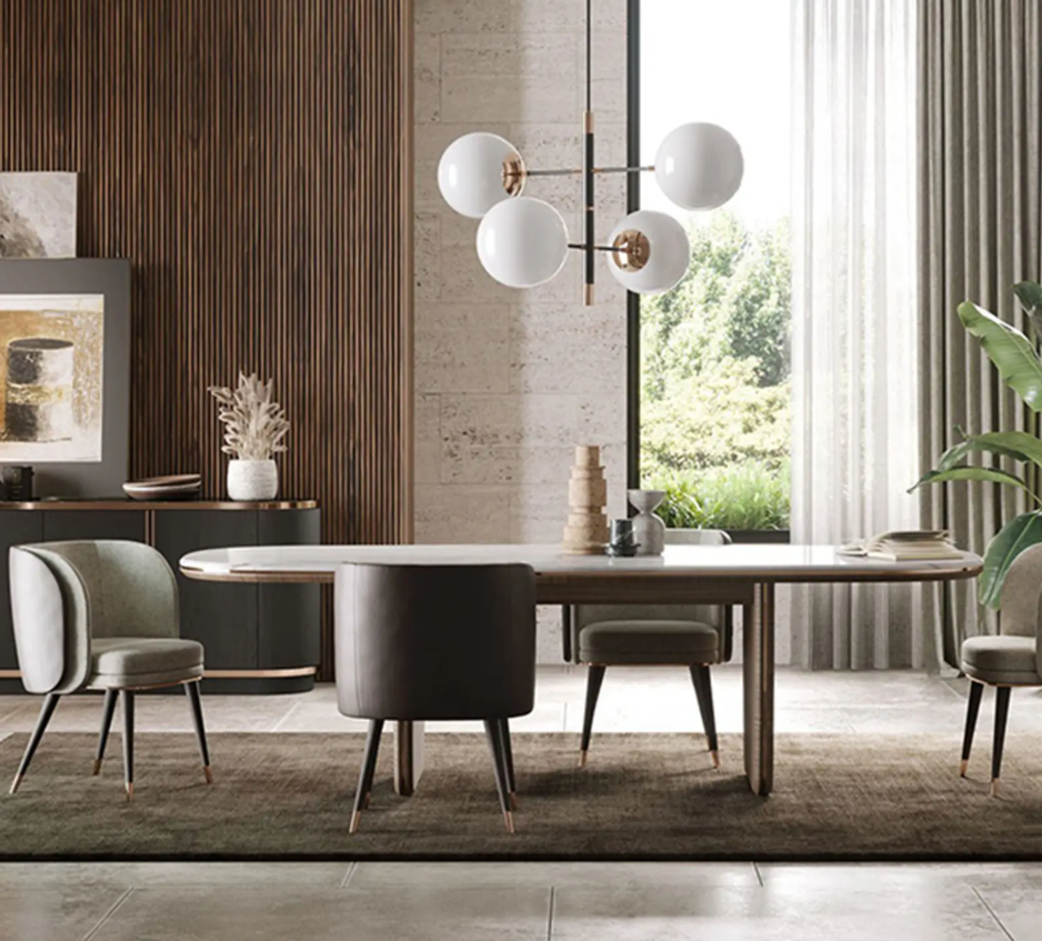 🇮🇹 Italian Grandeur: Designer Marble Dining Table – Modern Luxury for Villas & Elegant Spaces