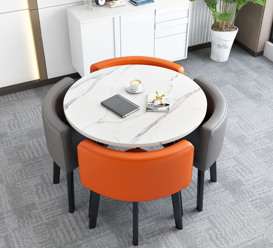 Luxury 90cm Round Marble Dining Table Set – Modern Elegance for Every Kitchen