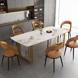 Rustic Charm Meets Modern Style – 6-Seater Wood Dining Table Set with Sleek Metal Chairs