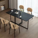 Rustic Charm Meets Modern Style – 6-Seater Wood Dining Table Set with Sleek Metal Chairs