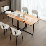 Rustic Charm Meets Modern Style – 6-Seater Wood Dining Table Set with Sleek Metal Chairs