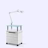 Beauty Salon Trolley with Stool, LED Cold Light Lamp & UV Ozone Disinfection Cabinet