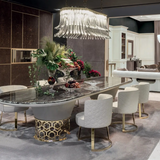 💎 Luxe Feast: Modern Marble Dining Set – White Stone Top Elegance for 6, 8, 10, or 12 | Custom Luxury Seating