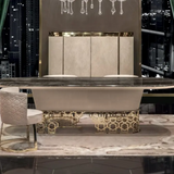 💎 Luxe Feast: Modern Marble Dining Set – White Stone Top Elegance for 6, 8, 10, or 12 | Custom Luxury Seating