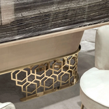 💎 Luxe Feast: Modern Marble Dining Set – White Stone Top Elegance for 6, 8, 10, or 12 | Custom Luxury Seating