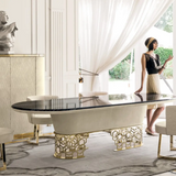 💎 Luxe Feast: Modern Marble Dining Set – White Stone Top Elegance for 6, 8, 10, or 12 | Custom Luxury Seating
