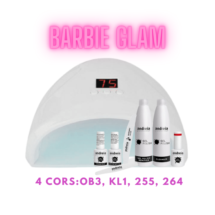 ﹝ Limited Edition ﹞Barbie Glam, Kit verniz de gel Andreia com 4 cors OB3, KL1, 255, 264