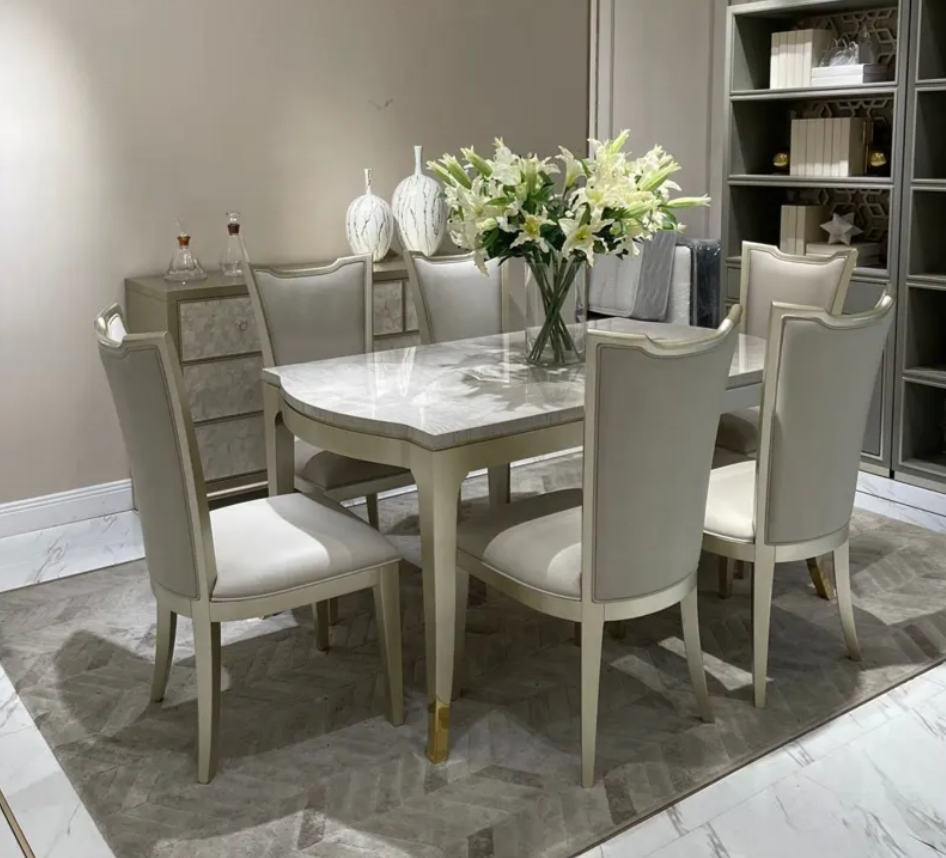 Luxury Solid Wood Dining Table Set – Maple Shadow Finish, Modern Classic Elegance for Home & Hospitality Spaces