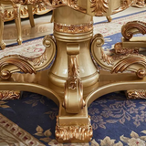 Majestic European Marble Dining Set – Hand-Carved Solid Wood Rectangular Table & Chairs for Villa, Restaurant & Luxury Homes