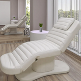 PureGlow™ 3-Motor Electric Facial & Spa Bed – Modern White Leather Massage Table