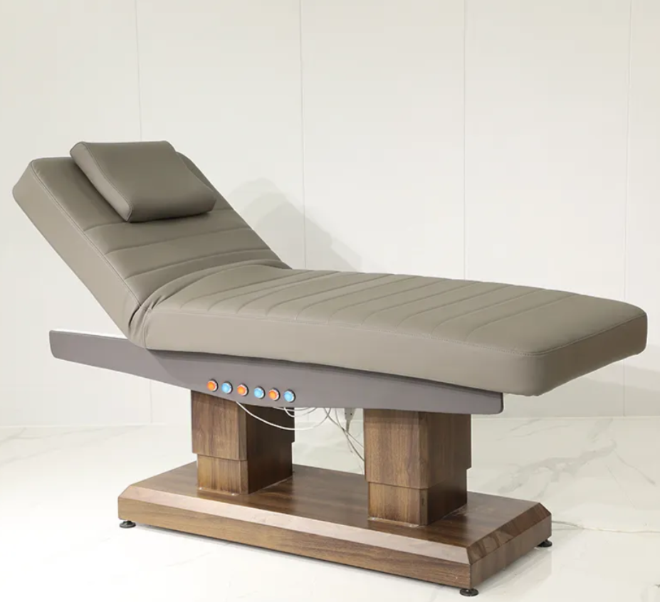 SilvaLuxe™ Grey Leather Electric Spa Bed – 3-Motor Ergonomic Salon & Massage Table for Professionals
