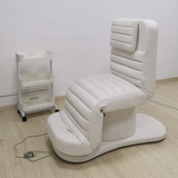 PureGlow™ 3-Motor Electric Facial & Spa Bed – Modern White Leather Massage Table