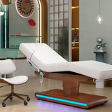 ZenAura™ Thai Style LED Spa Bed – 3/4 Motor Electric Wooden Lash & Facial Massage Table