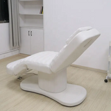 PureGlow™ 3-Motor Electric Facial & Spa Bed – Modern White Leather Massage Table