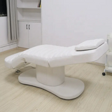 PureGlow™ 3-Motor Electric Facial & Spa Bed – Modern White Leather Massage Table