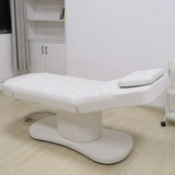 PureGlow™ 3-Motor Electric Facial & Spa Bed – Modern White Leather Massage Table