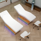 ZenAura™ Thai Style LED Spa Bed – 3/4 Motor Electric Wooden Lash & Facial Massage Table