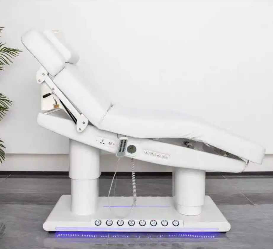 LuxeWhite™ 4-Motor Electric Spa & Lash Bed – Modern Reclining Facial & Massage Table