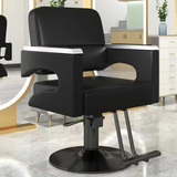 SteelGlide Black Salon Armchair – Sleek Rotating & Lifting Metal Chair S19