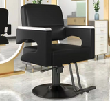 SteelGlide Black Salon Armchair – Sleek Rotating & Lifting Metal Chair S19