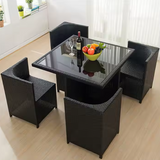 🌿 Elegant Outdoor Living: 4-Piece White Wicker Rattan Dining Set – Waterproof & Durable