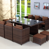 🏡 Modern Elegance: Handwoven Rattan Patio Set – Aluminum & Stainless Steel Frame | Waterproof Cushions