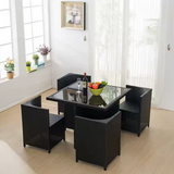 🌿 Elegant Outdoor Living: 4-Piece White Wicker Rattan Dining Set – Waterproof & Durable