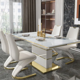 ✨ VersoLux™ Modern Extendable Dining Set – Glass & Stone Elegance with 6 Chairs