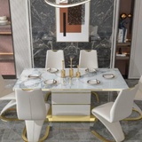 ✨ VersoLux™ Modern Extendable Dining Set – Glass & Stone Elegance with 6 Chairs