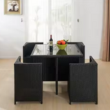 🌿 Elegant Outdoor Living: 4-Piece White Wicker Rattan Dining Set – Waterproof & Durable