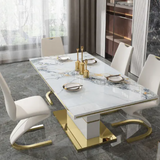 ✨ VersoLux™ Modern Extendable Dining Set – Glass & Stone Elegance with 6 Chairs