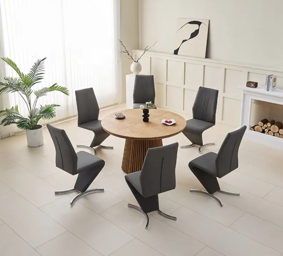 Nordic Minimalist Extendable Oval Dining Table – Modern Rustic Wooden