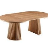 Nordic Minimalist Extendable Oval Dining Table – Modern Rustic Wooden Design for Home, Hotel & Apartment