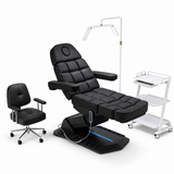 Electric Facial Bed with LED Foot Control, Remote & PU Leather Cushioning