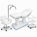 Luxury 4-Motor Electric Facial Bed Set with LED Foot Control, Stool & Trolley