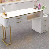Chic Elegance: White Japanese Glass Single Light Luxury Manicure Table