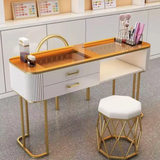 Chic Elegance: White Japanese Glass Single Light Luxury Manicure Table